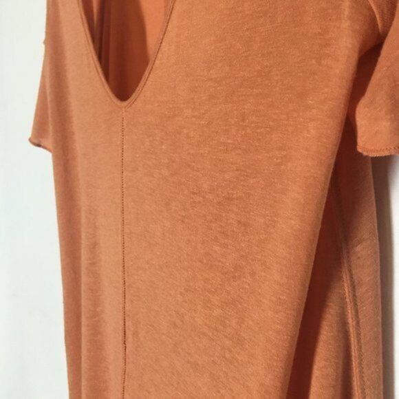 Free People Shirt Womens Size S Peach Mineral Wash Cold Shoulder Top - Picture 3 of 8